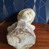 Bust "the laughing" after Jean-Baptiste Pigalle in plaster