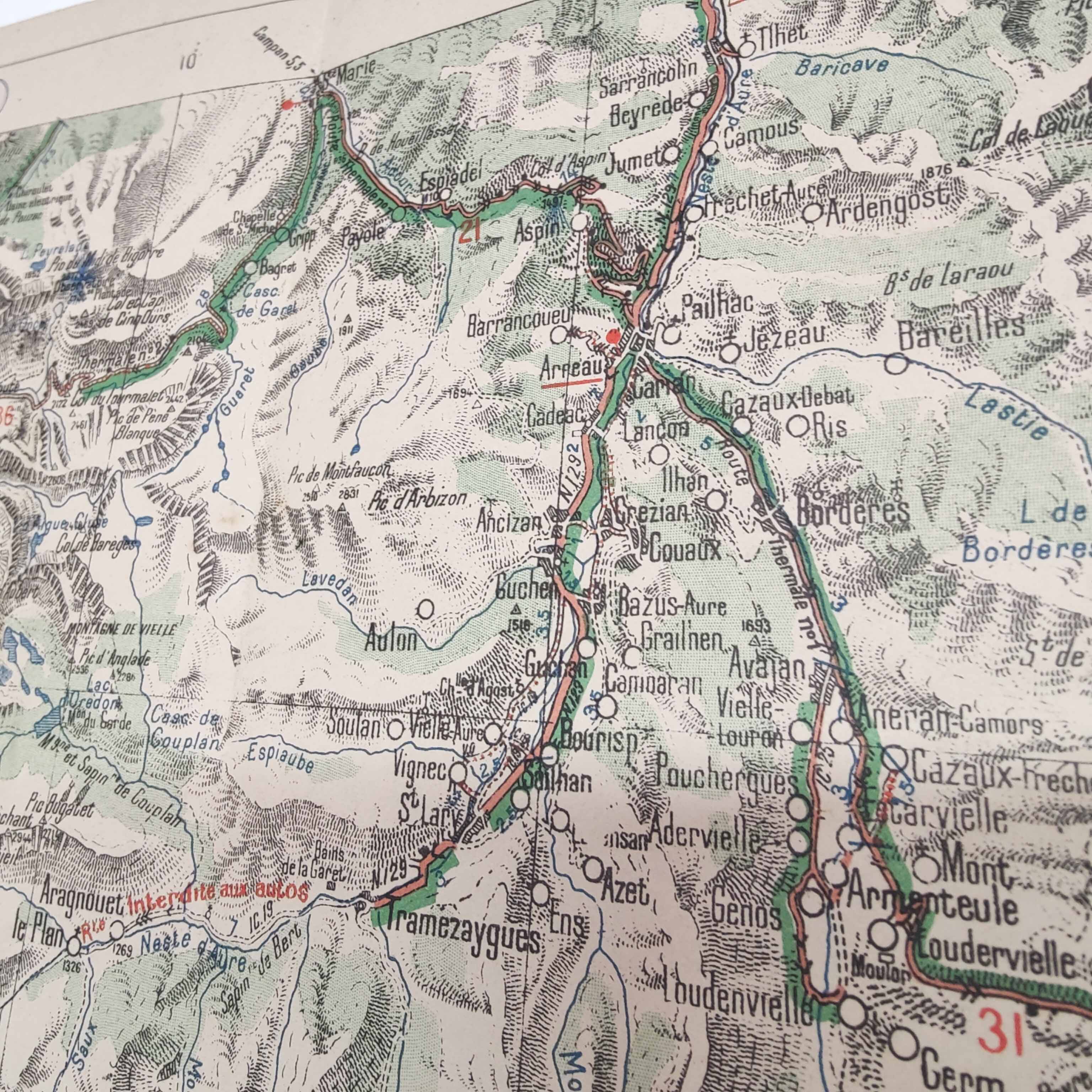 Michelin map Haute-Garonne Pyrenees and Navarre 1920