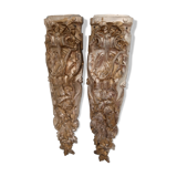 Pair of old pediments, silver bronze furnishings.