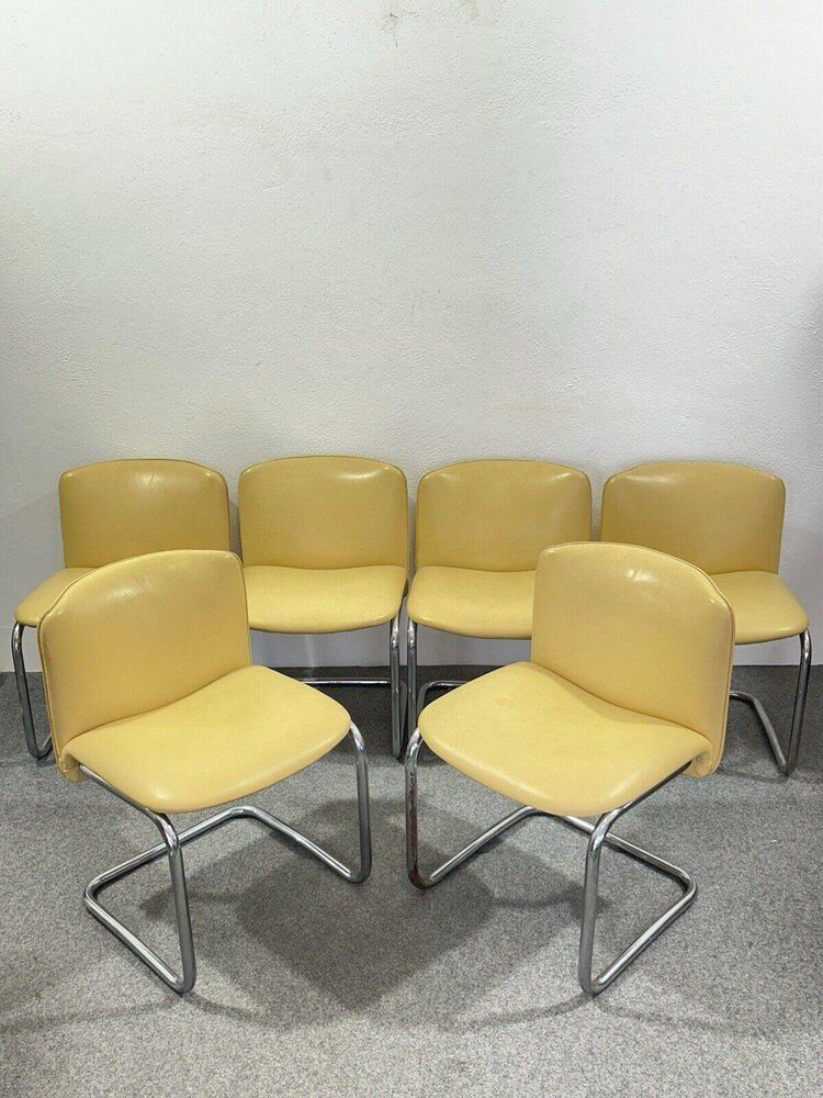 Vintage Chairs in Chrome Plated Steel, 1970s, Set of 6
