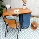 Bureau d'écolier en bois bleu