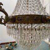 Extra Large Bronze Crystal Chandelier 1950’s