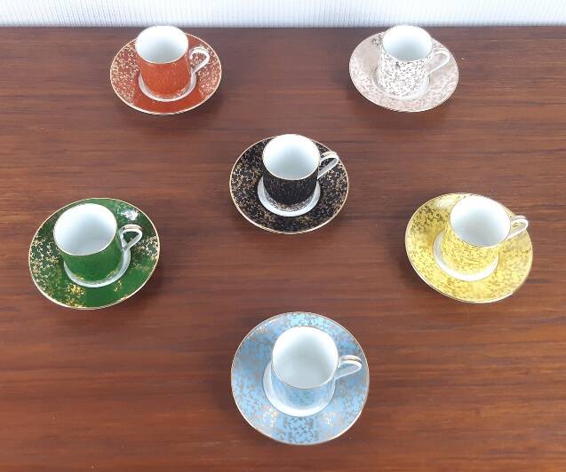 Set of 6 Art Deco coffee cups Lanternier Limoges