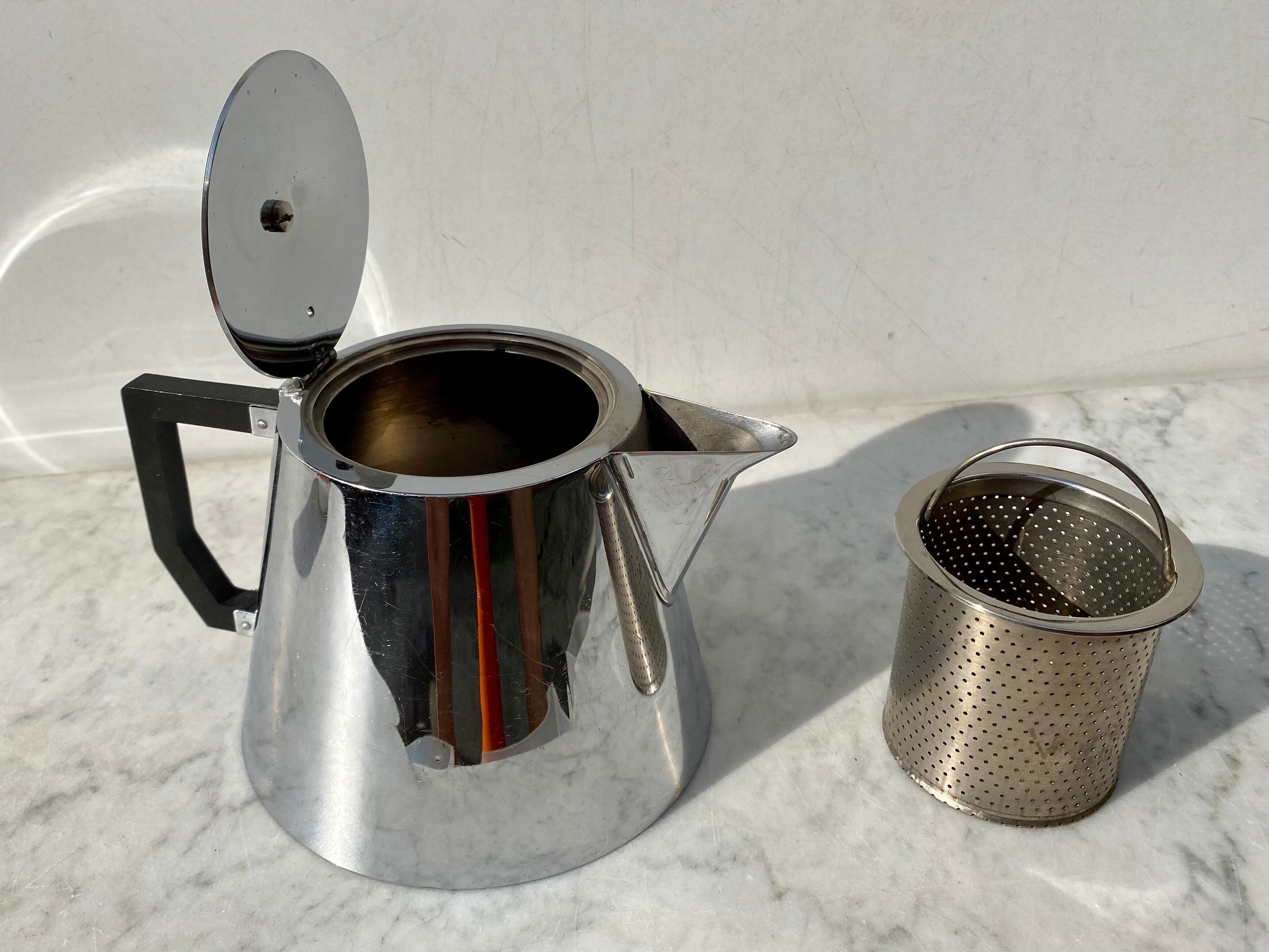 Teapot Selecta 1L nickel-plated brass and Bakelite vintage 60s