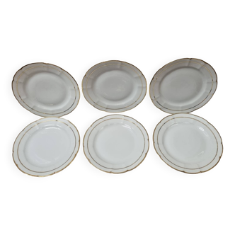 6 assiettes à dessert Limoges Or