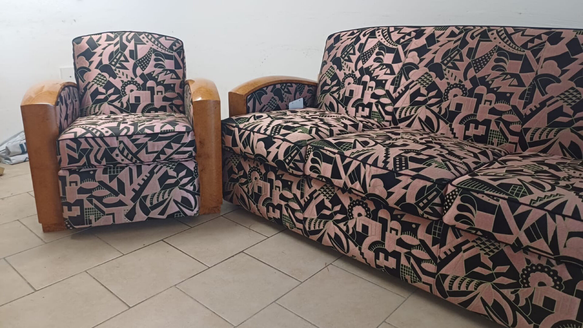 Canapé convertible et fauteuil art déco