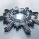 Wall Sun Mirror • Large Model • Carved Wood • Silver • 1960-70