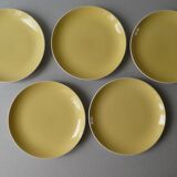 5 assiettes Villeroy & Boch en céramique jaune, années 60
