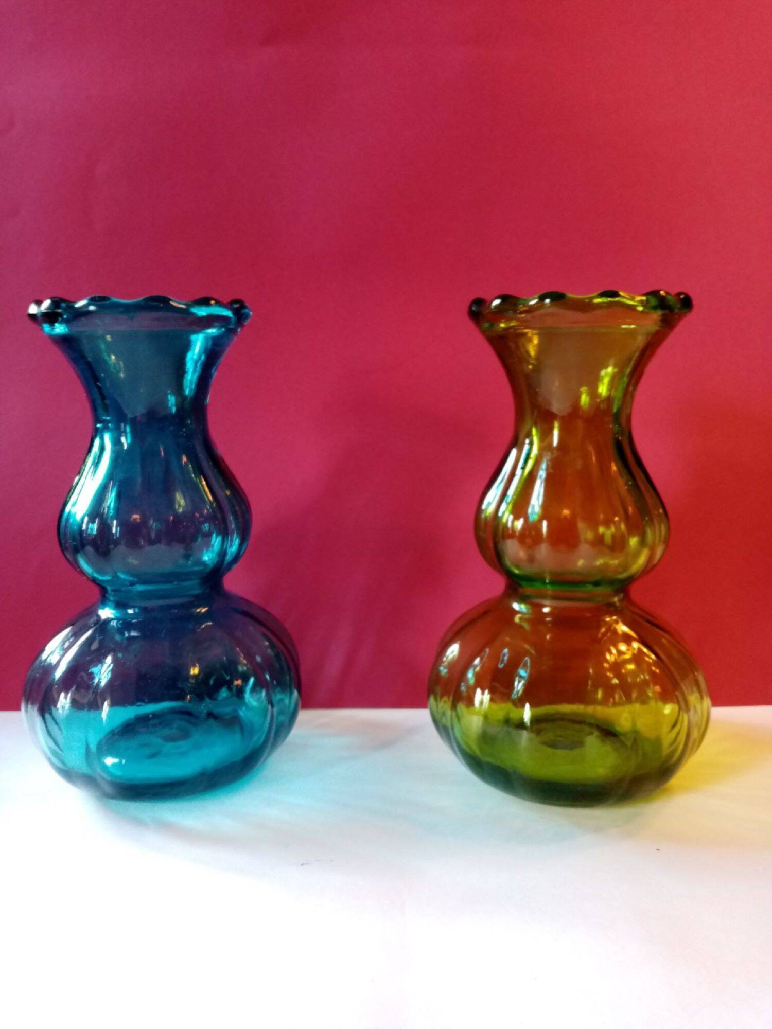 Pair of antique art deco glass vases