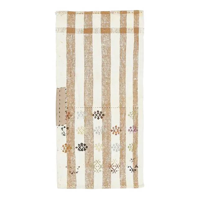 Vintage Turkish Oushak Handmade Wool Cotton Small Kilim Runner Rug 52x104