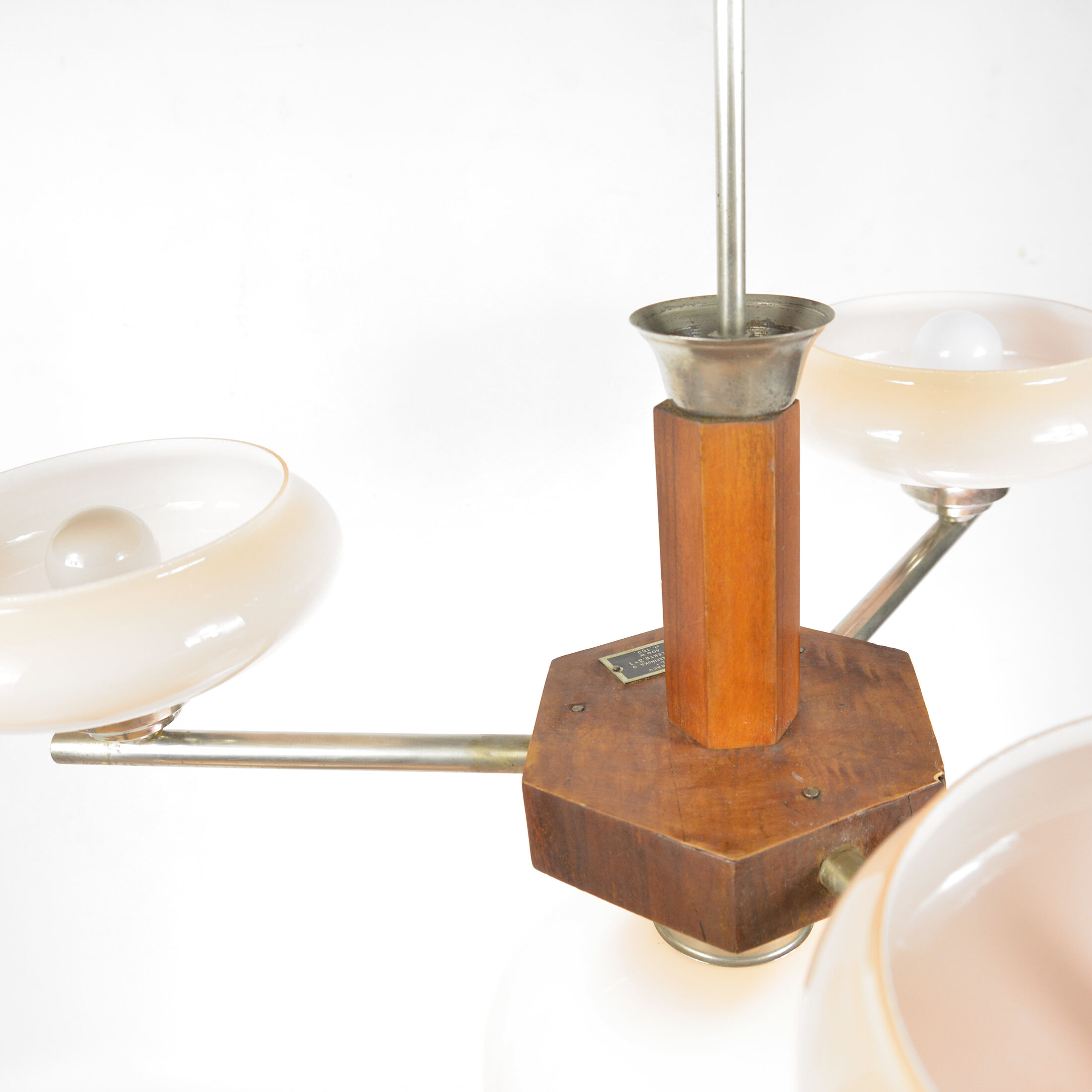 1950s art deco chandelier, Spółdzielnia Pracy Metal Kraków, Poland