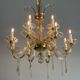 Lustre en verre mordoré deux étages et 12 bras de lumière vers 1940