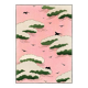 Japanese motif Watanabe Seitei pink clouds and flying birds