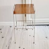 Metal and Formica magazine rack side table