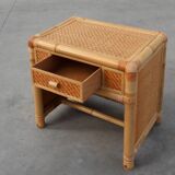 Italian 1970s bamboo and wicker chest of drawers or nightstand