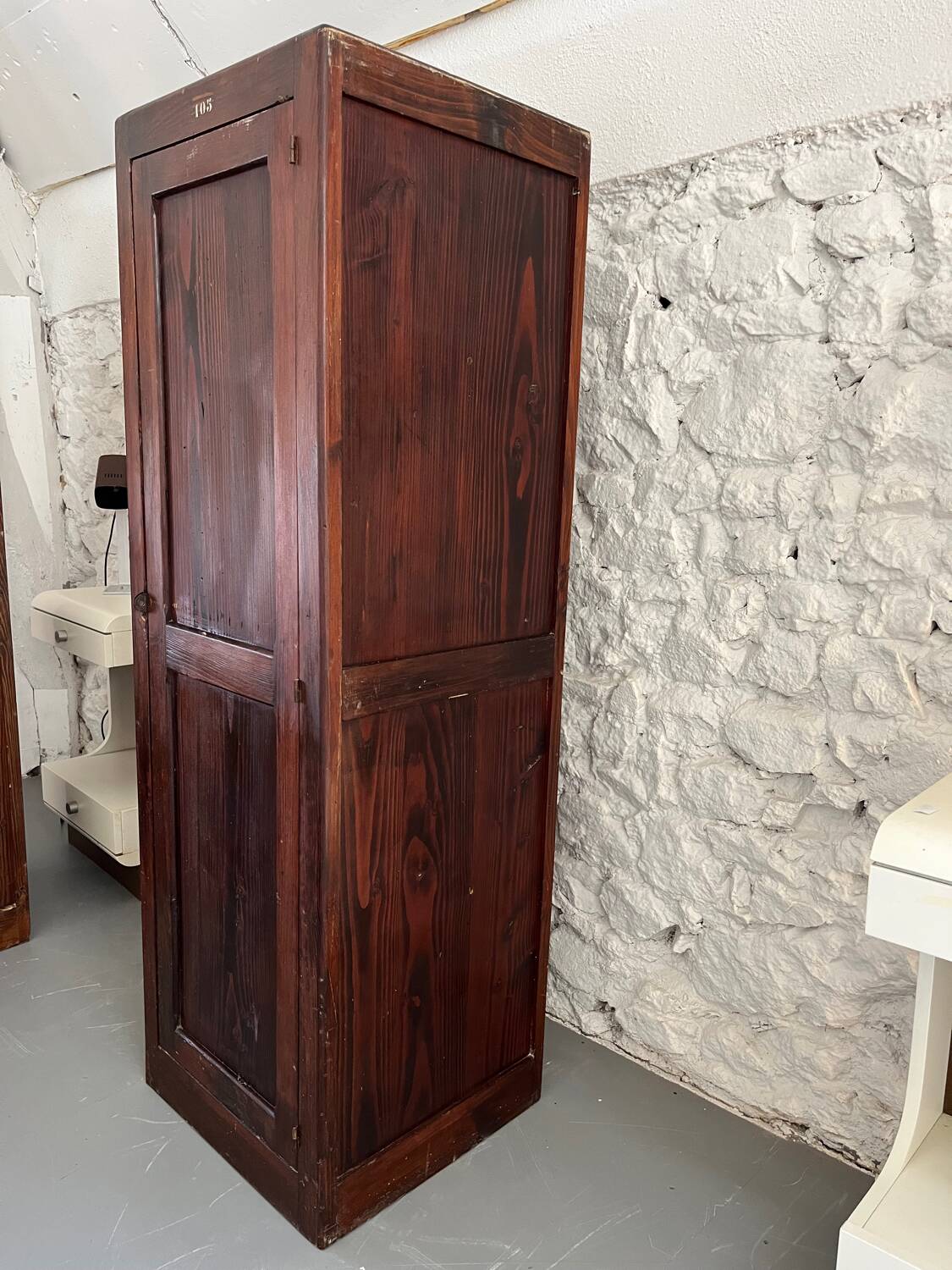 Old wooden school locker room