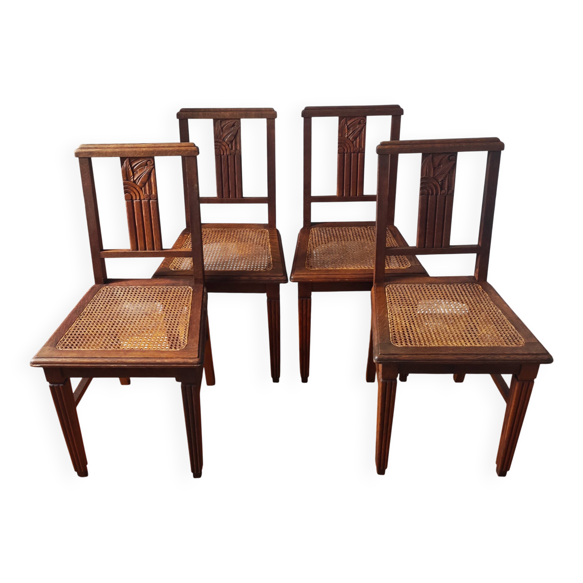 Art Deco chairs in new caned oak