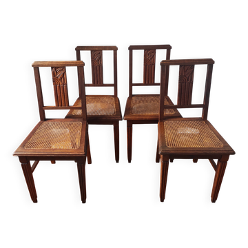 Art Deco chairs in new caned oak