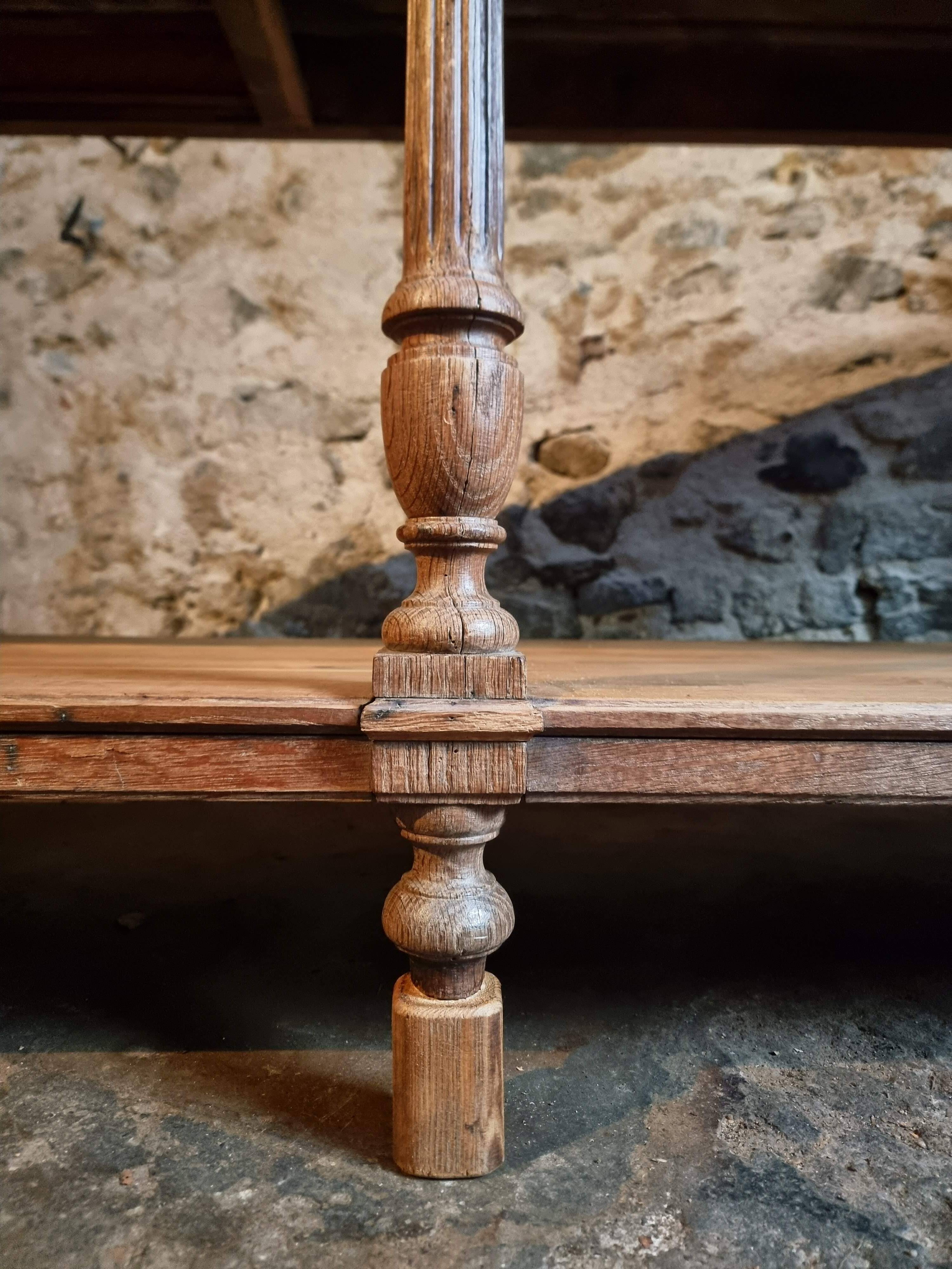 French 19th-century oak draper's table – Antique kitchen island console