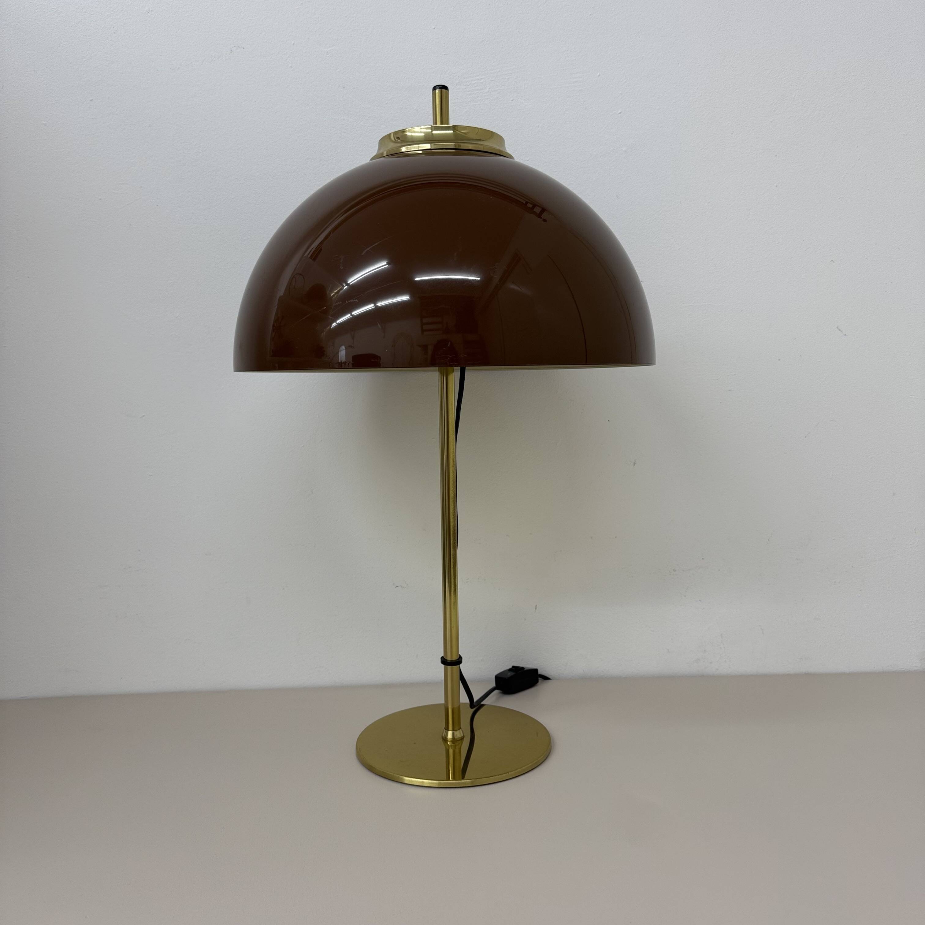 Vintage Mushroom table lamp with gold metal base , 1970s