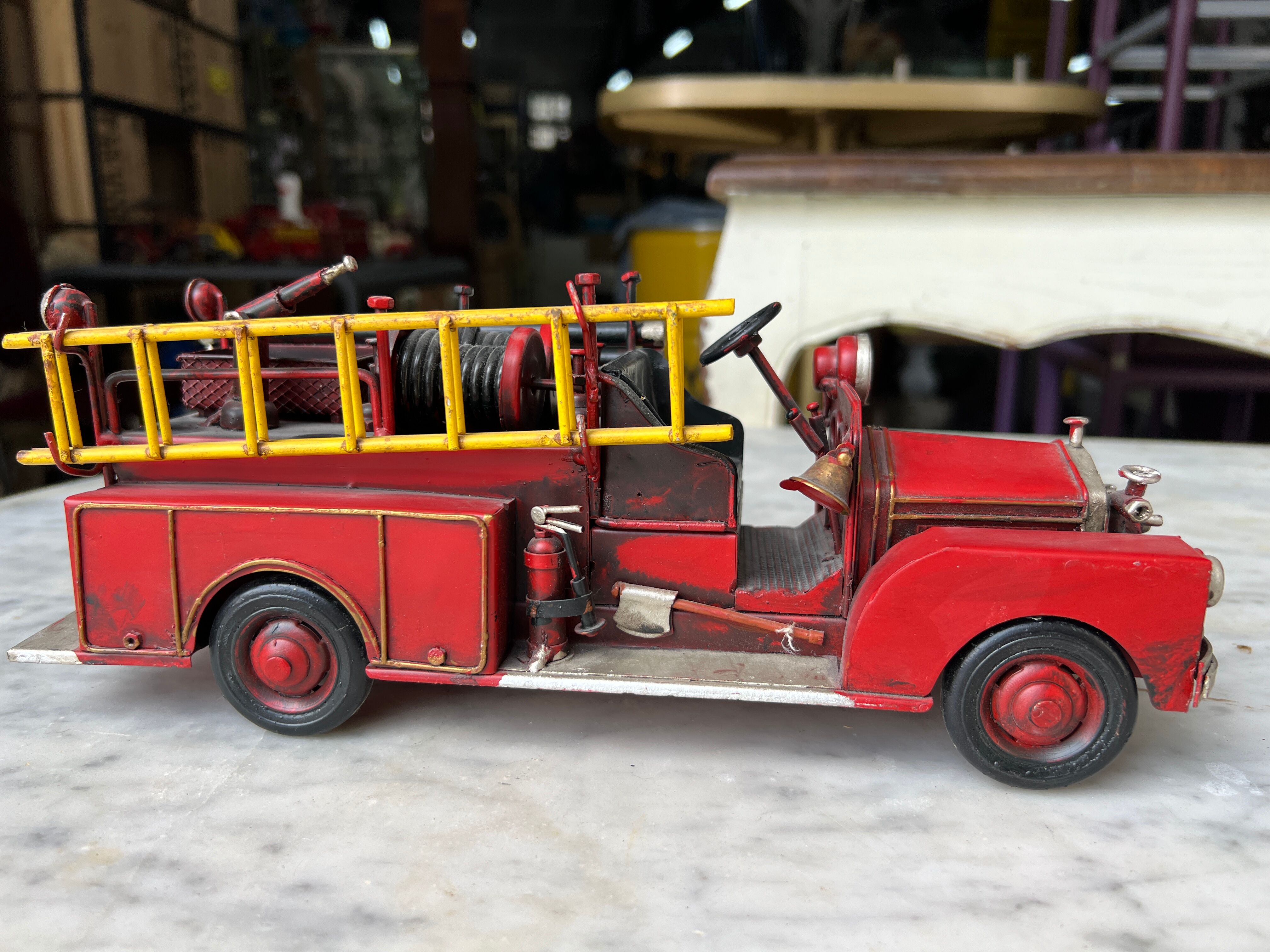 Retro metal fire truck