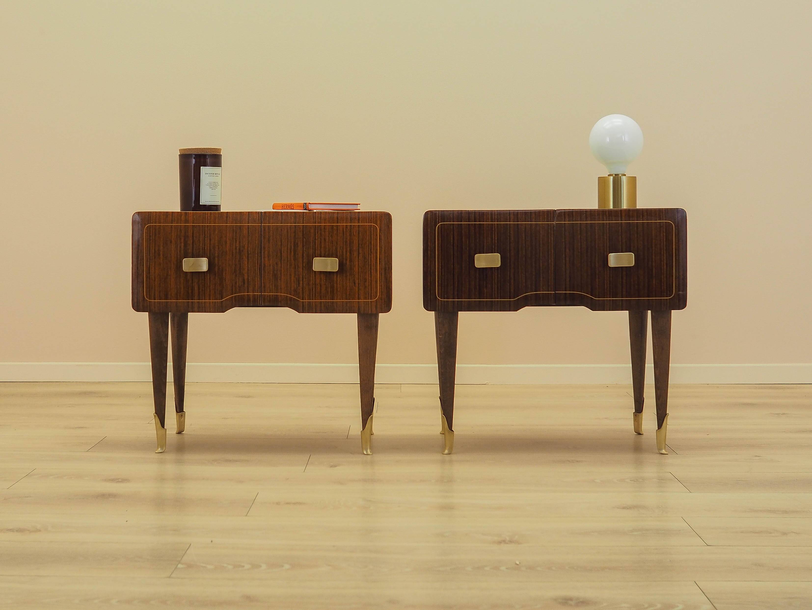 Two Bedside Cabinets, Mahogany Veneer, Italy, 1970s
