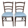 2 Napoleon III chairs in solid wood and blue satin fabric.