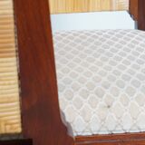 et of 6 wooden Art Deco design dining chairs with a wicker seat and backrest