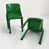 Set of 4 green Selene chairs by Vico Magistretti for artemide, 1970
