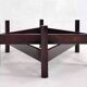 Wooden coffee table with round smoked glass top