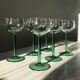 6 Alsace wine glasses, translucent emerald green foot, J.G Durand & Cie, Luminarc