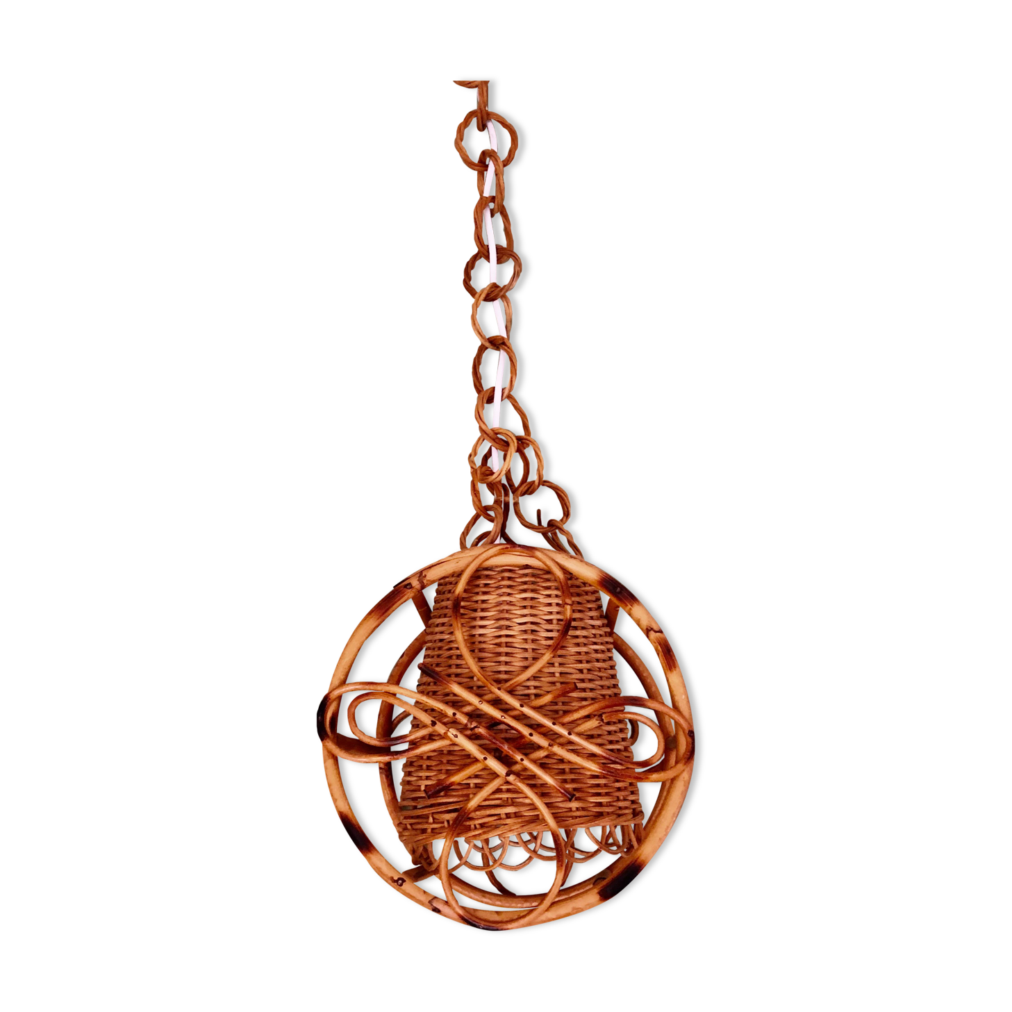 Vintage rattan hanging lamp