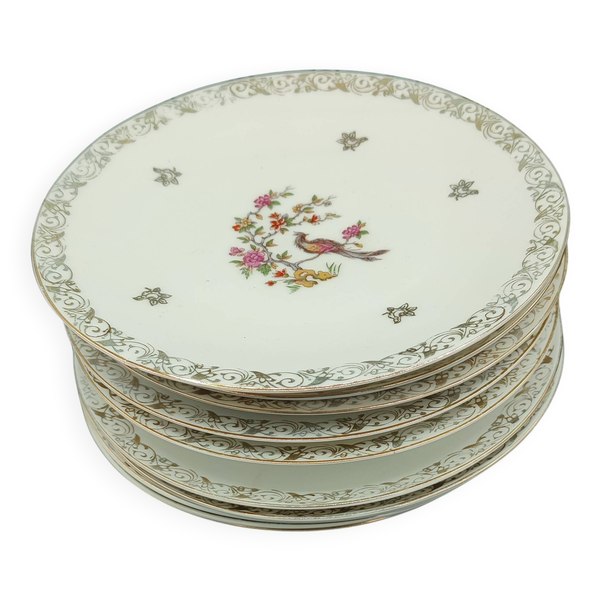 Set of 10 vintage dessert plates Limoges porcelain Bernardaud