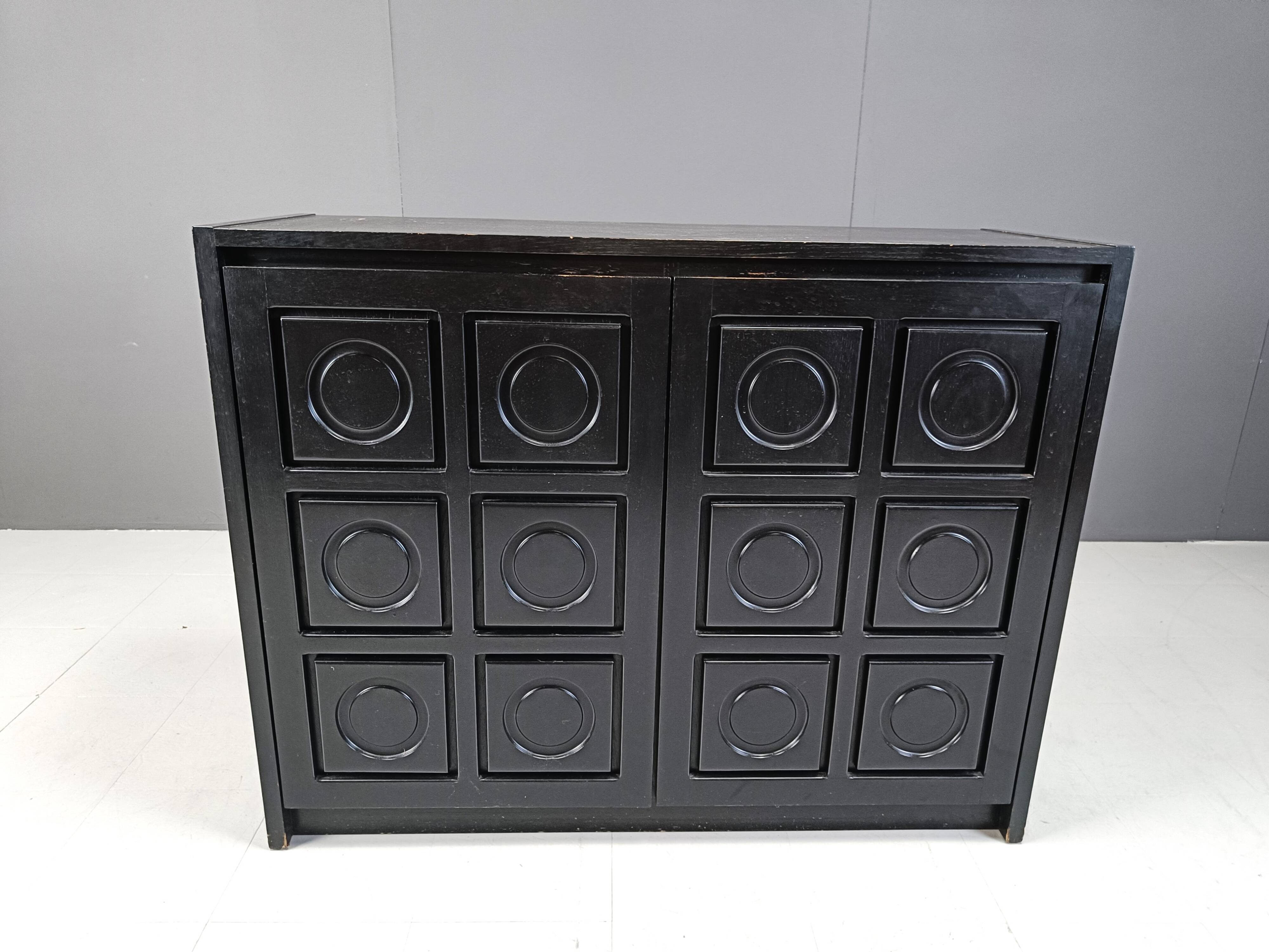 Black brutalist side cabinet, 1970s