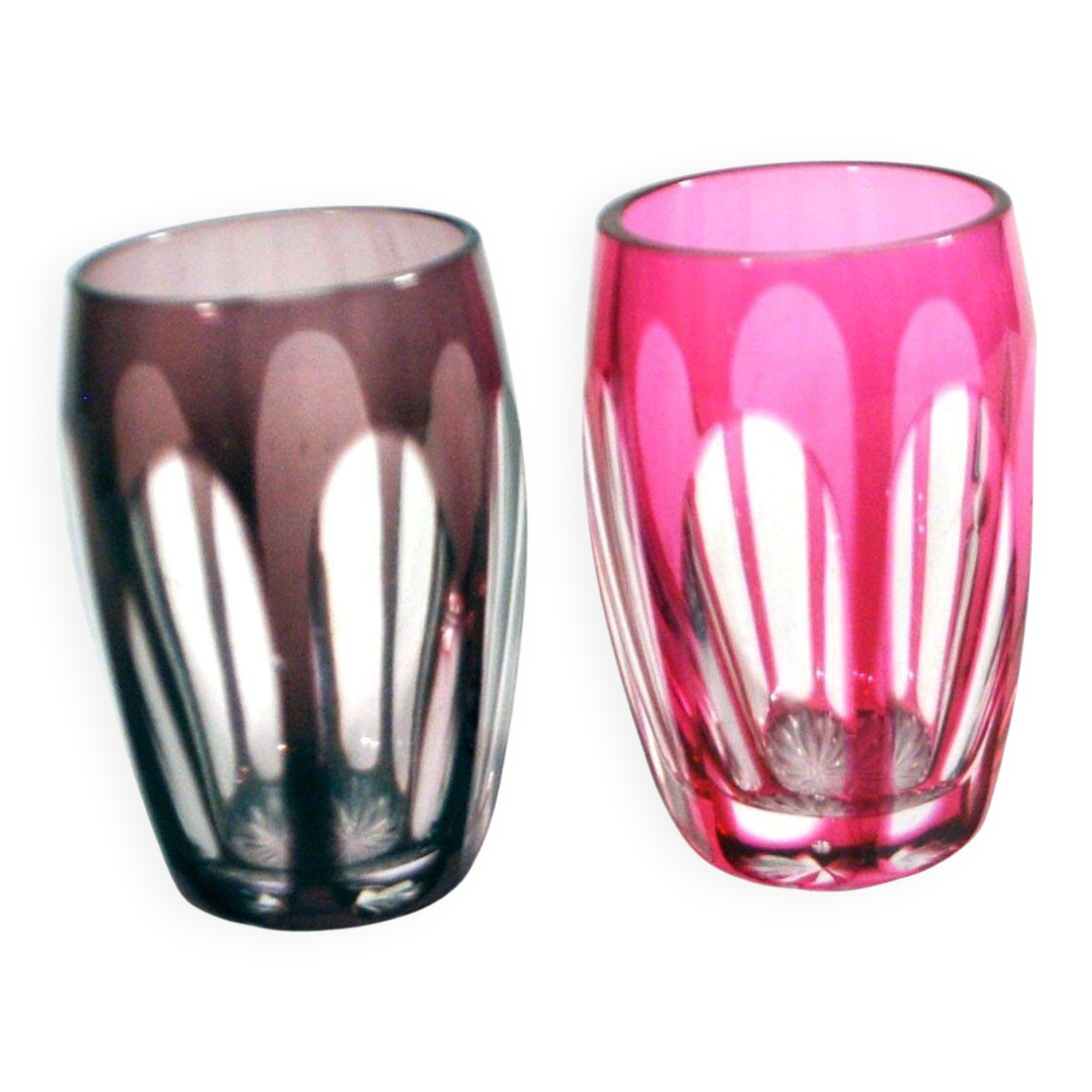 Saint-Louis lot de 2 verres à liqueur shooter en cristal doublé overlay rouge