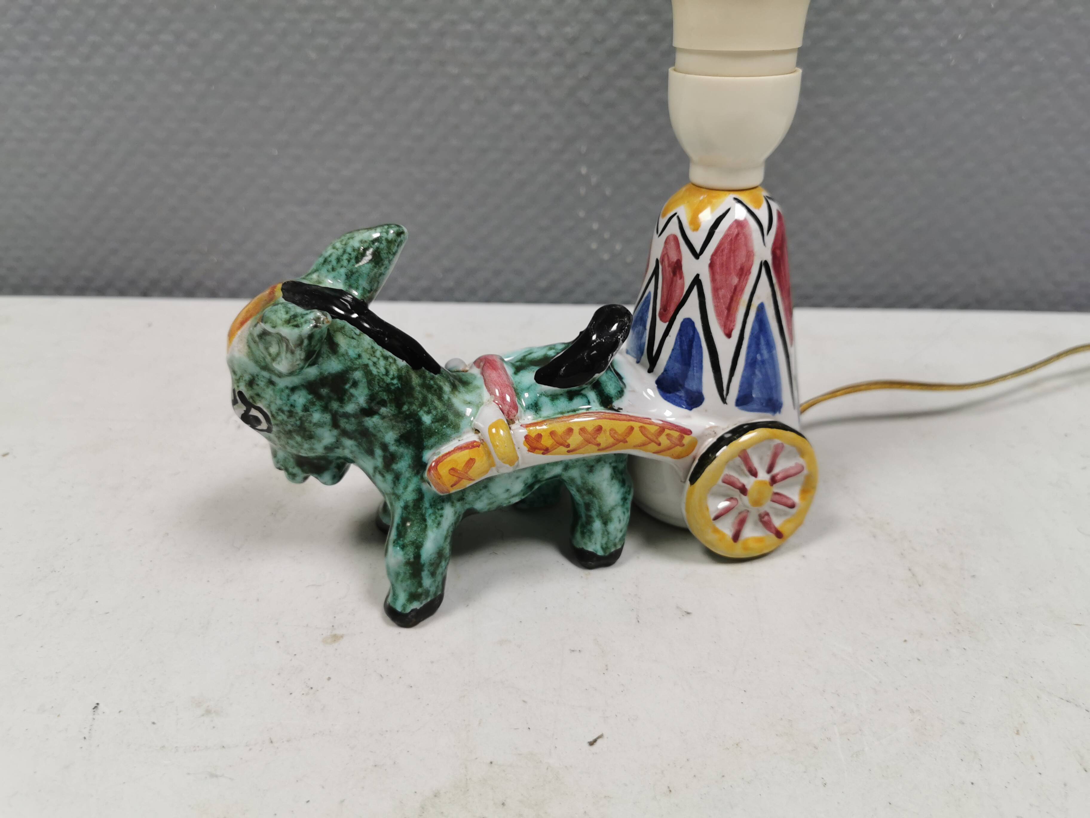 Unique "donkey" table lamp in ceramic with a harlequin pattern, Italy 1970s