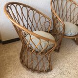 Pair of vintage rattan armchairs