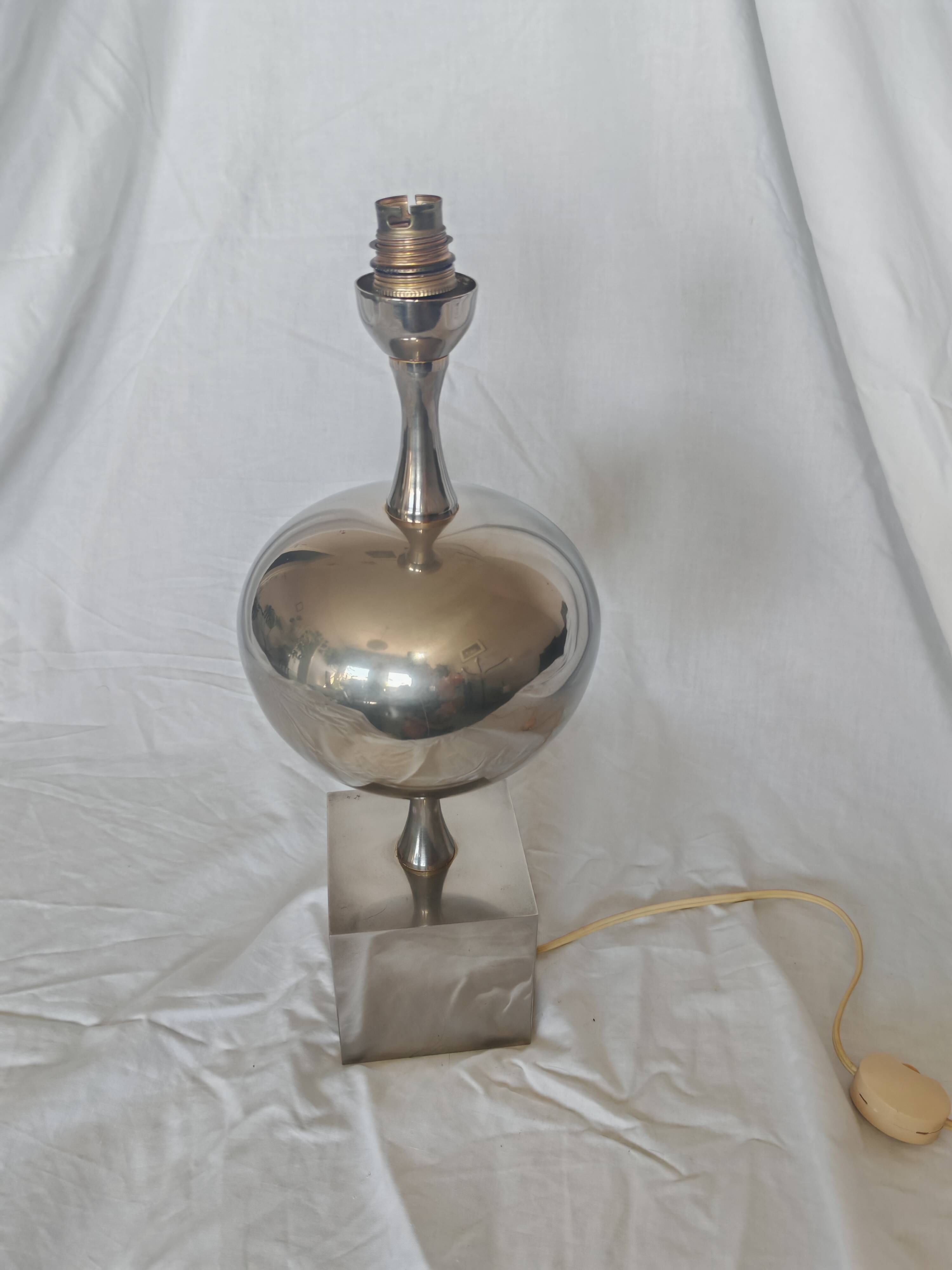 Pied de lampe Philippe Barbier, inox, 1970