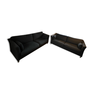 Set of 2 straight 3-seater anthracite gray sofas la redoute