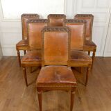 Set of 6 Art Deco carved walnut chairs, Circa 1920