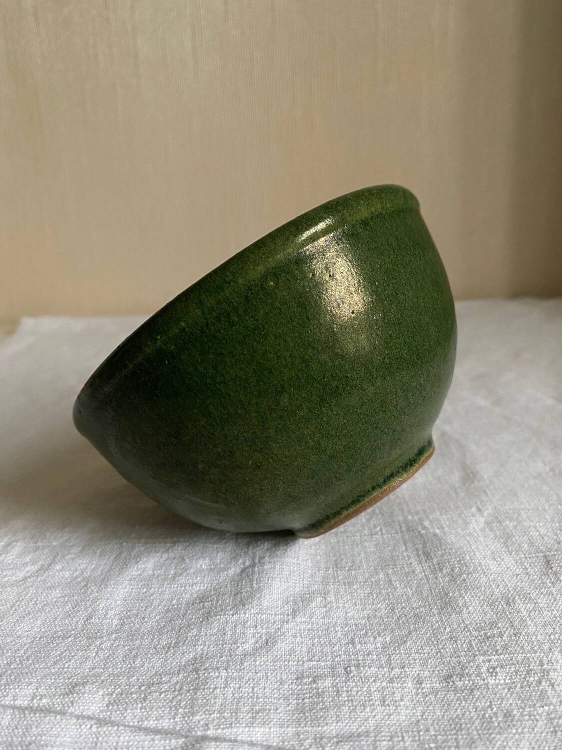 Green glazed terracotta bowl