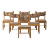 6 chaises de salle à manger en pin massif