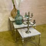 Brass and marble trundle table