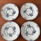 Set of 4 antique Salins Regina pattern plates – blue ironstone,