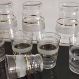 8 verres avec bande granité blanc et liserés doré année 50