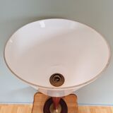 Large Art Deco lamp, in mahogany and opaline wood, 1920s-30s