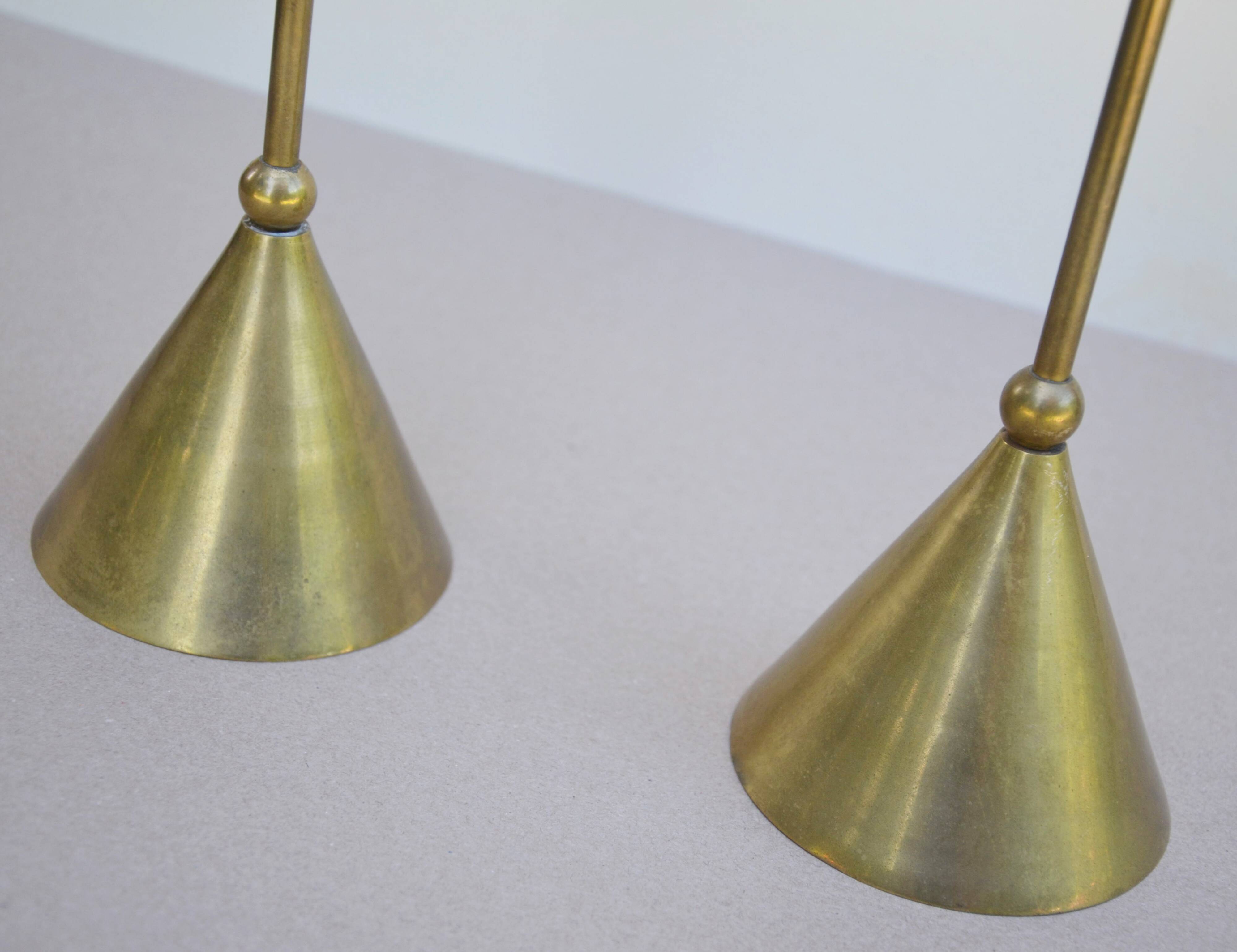 Pair of brass candlesticks, Memphis style