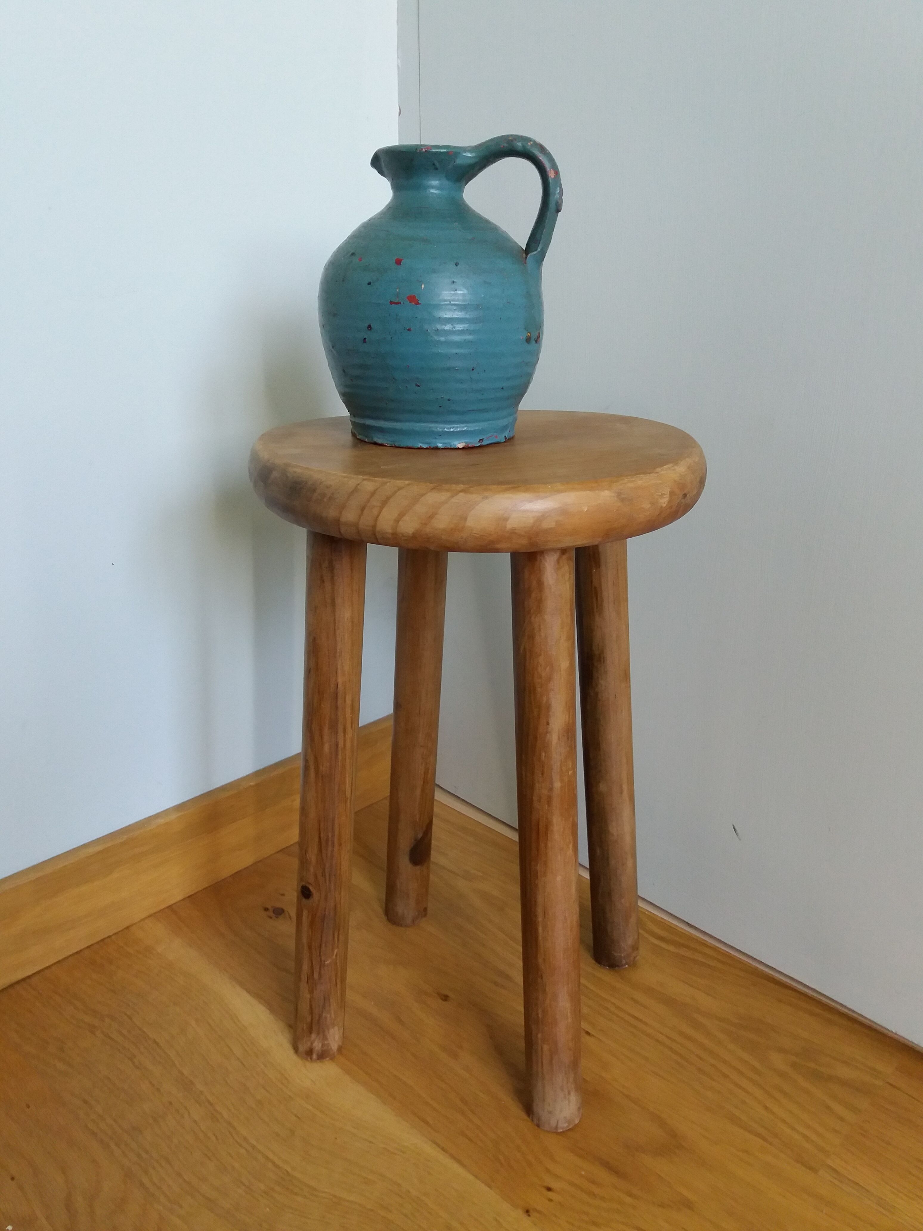 Round solid wood stool at 4 feet