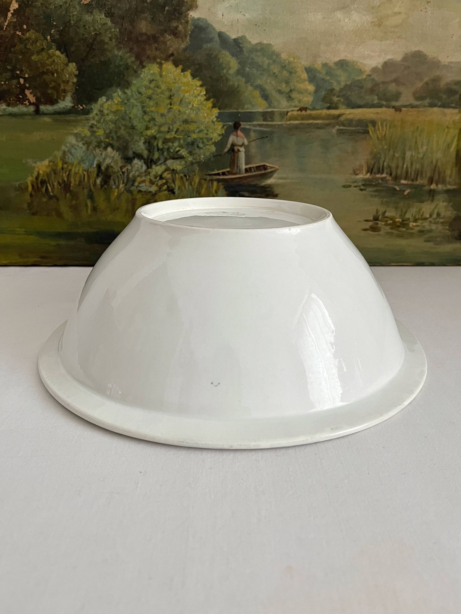 White ironstone salad bowl from Creil and Montereau, Lebeuf Milliet