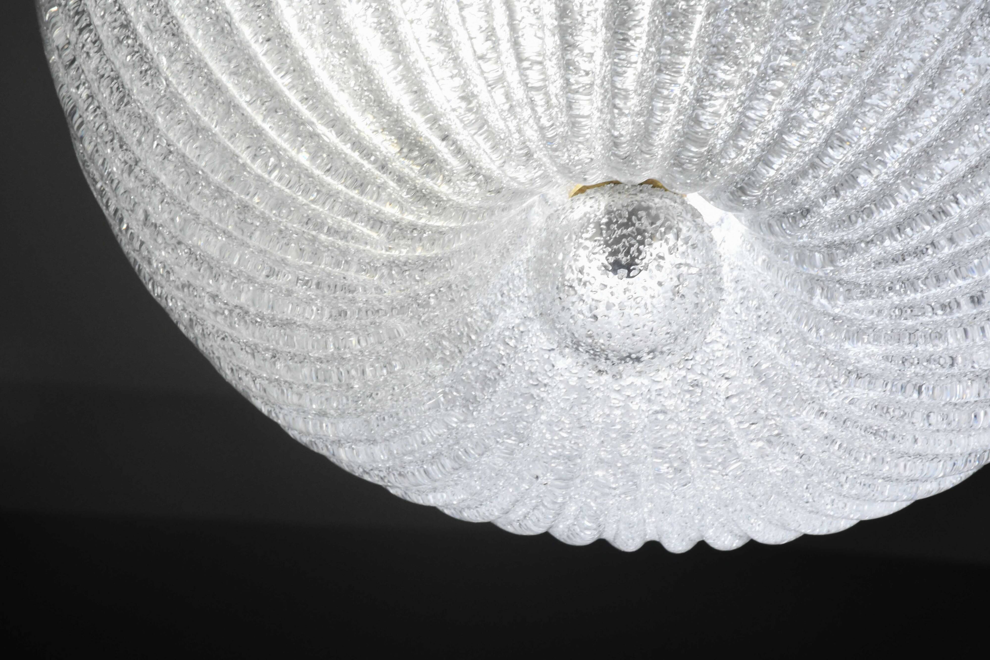 Italian midcentury Murano glass flush mount light Barovier style, 1970s